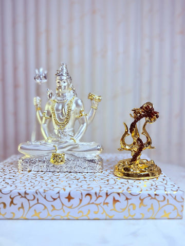 Silver Plated Lord Shiva Murti & Trishul